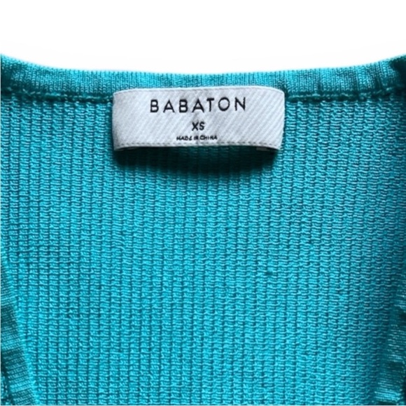 Babaton Carlotta Sculpt Knit Deep V Neck Tank Compressive XS Aqua EUC - Picture 11 of 13